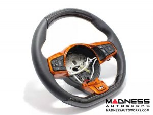 Jaguar F-TYPE Interior Trim - Carbon Fiber - Steering Wheel Trim - Upper + Lower - R - Flat Bottom Style Wheel